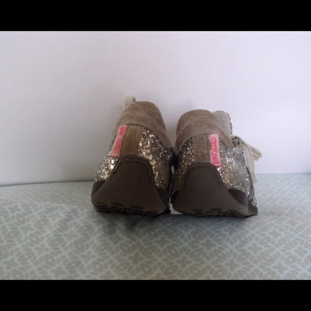 ROBERTO CAVALLI glitter leather sneaker shoe girls - Picture 3 of 4